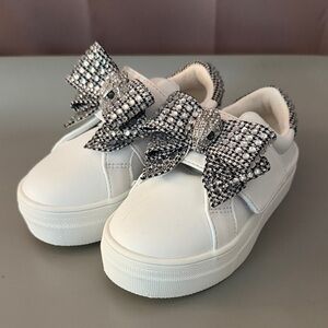 Kurt Geiger White Kids' Sneakers with Crystal Bow